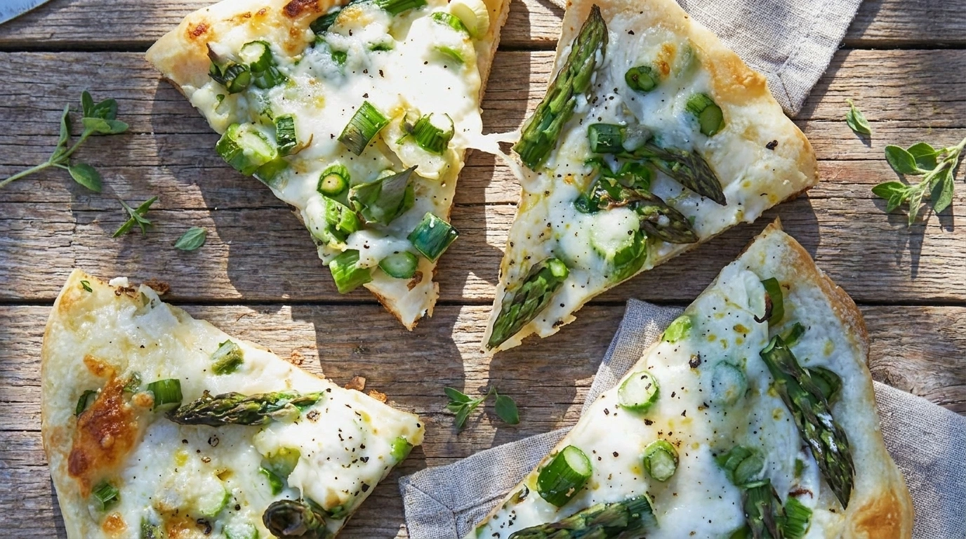 Grillad pizza med sparris, lök och citron | Somrig pizzafavorit